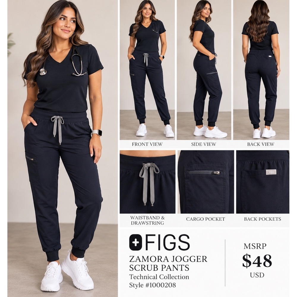 Figs Zamora Jogger Scrub Pants Navy Blue Technical Collection L/T 1000208